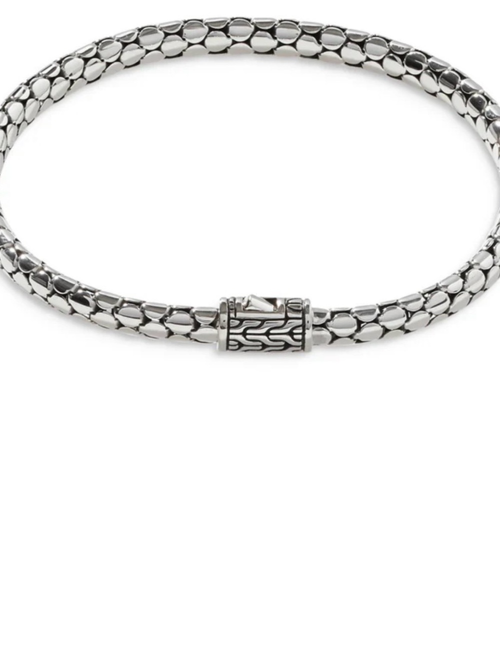 John Hardy Silver Link Bracelet with Patterned Barrel Clasp